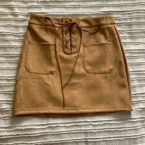 Size medium suede brown tie skirt